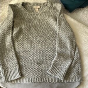 LOFT Gray Textured Knit Sweater